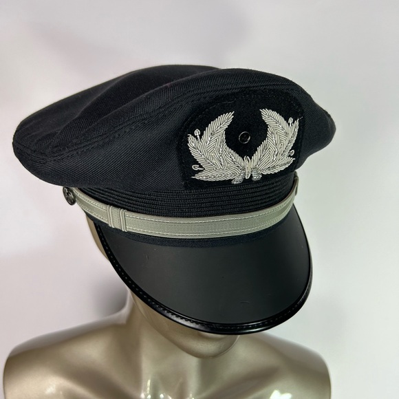 Navy Blue Pilot Cap with Silver Embroidery